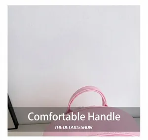 Macro view of the comfortable handle on a pink PU leather kids backpack