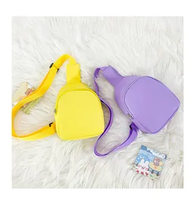 Süße Mini-Brusttaschen für Kinder aus PU-Leder in leuchtendem Gelb und Lila Farben