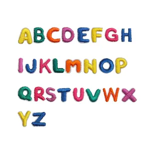 Set of 26 colorful mini embroidered alphabet letter patches for DIY clothing decoration