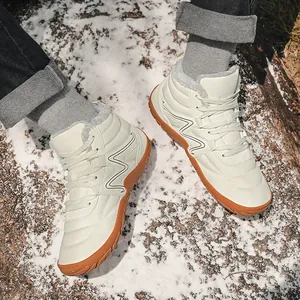 Warm waterproof high-top snow boots for men featuring cozy fur lining and anti-slip soles.