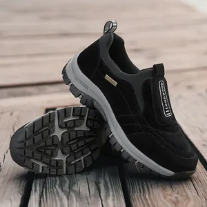 Zapatos de Caminar al Aire Libre para Hombre Impermeables Antideslizantes Zapatillas Casuales Suela Gruesa sin Cordones