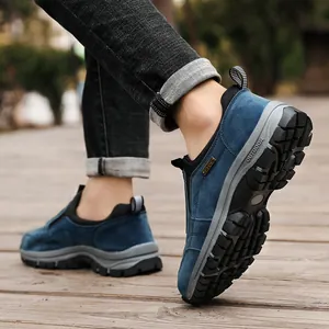Zapatos deportivos de exterior azules para hombre con suela gruesa antideslizante