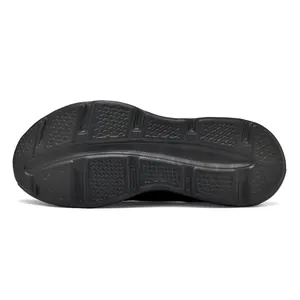 Detailed view of the anti-slip black sole of a men's athletic running shoe