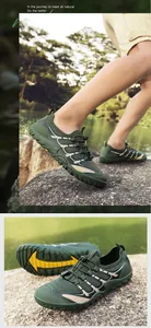 Detailed view of breathable quick-dry outdoor wading shoes for men in olive green