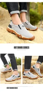 Chaussures de randonnée pour hommes avec semelles en caoutchouc sur terrain rocheux