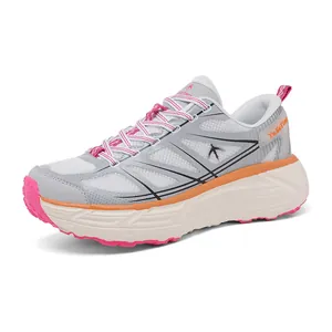 YuJieTing mesh running shoes for couples with thick sole in pink and grey
