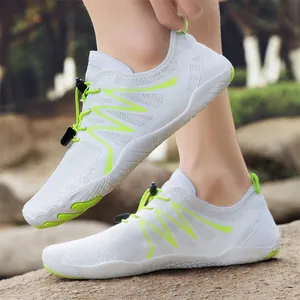 Breathable white and neon green outdoor wading shoes for hiking and water activities