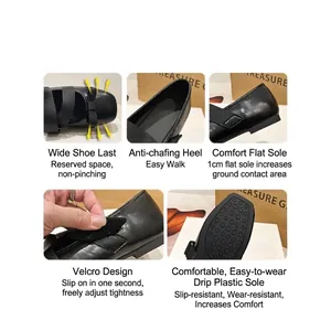 Wide fit Mary Jane flats for women with adjustable velcro strap and anti-slip sole