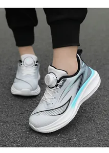 Baskets légères et respirantes pour hommes avec système de laçage rotatif gris et bleu