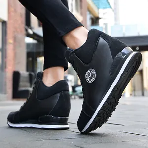Stylish black women's wedge sneakers featuring a hidden inner heightening lift design
