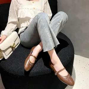 Elegante Franse stijl Mary Jane platte schoenen met strik en verstelbare band voor dames