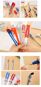 Vue détaillée de stylos à bille créatifs en forme d'outils et d'armes avec des aimants