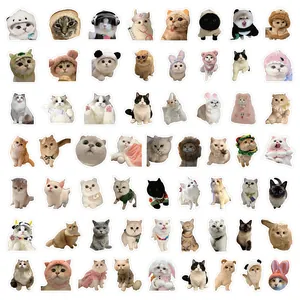 Collection of various cute cat stickers with funny hats and costumes for scrapbooking
