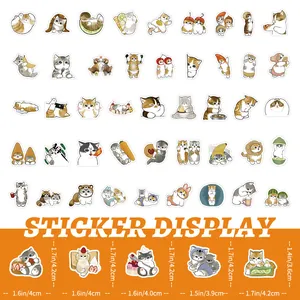 Detailed size measurements for kawaii waterproof cat stickers for laptop decoration