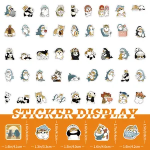 Kawaii cat stickers in animal costumes for phone and laptop 50 piece waterproof set