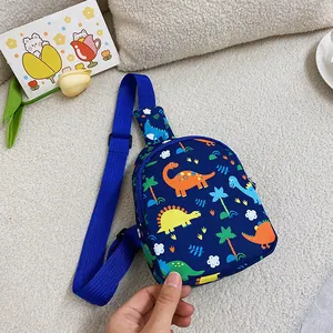 Kinder Süße Dinosaurier Druck Segeltuch Brusttasche Kinder Umhängetasche Mini Cartoon Münzbeutel Für Jungen Mädchen Täglich