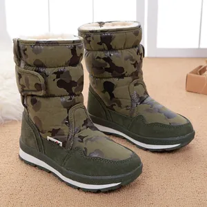 Warm children's camouflage snow boots with thick fleece lining and non-slip soles for winter