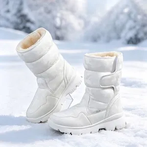 Kids Women Camouflage Snow Boots Waterproof Warm Non-Slip Velcro Winter Outdoor Skiing Boots Thickened Faux Fur Lining Shoes