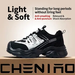 Women's Safety Shoes Steel Toe Work Shoes Microfiber Leather Steel Wire Cloth Breathable Anti-Smash Anti-Puncture Sneakers