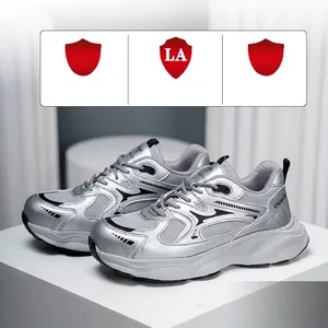 Zapatos de trabajo de seguridad transpirables plateados con protección antipinchazos