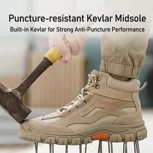 Durable men's safety work boots with puncture-proof Kevlar midsole and steel toe
