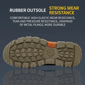 Durable rubber outsole of professional safety work shoes with deep anti-slip tread design