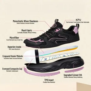 Chaussures de sécurité légères pour femmes avec embout anti-écrasement et semelle anti-perforation