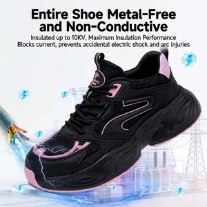 Chaussures de sécurité isolées 10KV pour femmes avec semelle anti-perforation et maille