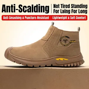 Heren Veiligheidsschoenen Anti-Verplettering Anti-Perforatie Suède Industriële Werkschoenen Stalen Neus Lichtgewicht Ademend Geïsoleerd 6KV