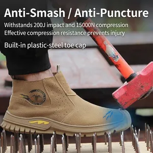 Industriële veiligheidswerkschoenen voor heren met anti-kraak neus en anti-perforatie zool.