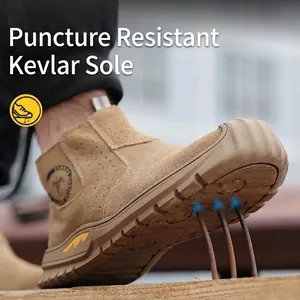 Ademende veiligheidswerkschoenen voor heren met lekbestendige Kevlar-zolen voor bescherming