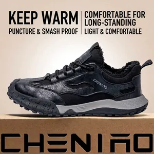 Zapatos de Seguridad para Hombre Punta de Acero Anti-perforación Cuero Microfibra Lona Botas de Trabajo Aislado