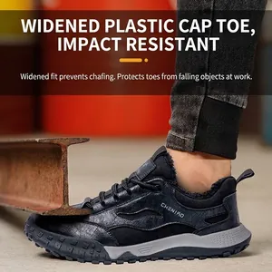 Zapato de seguridad negro con puntera protectora de plástico para uso industrial