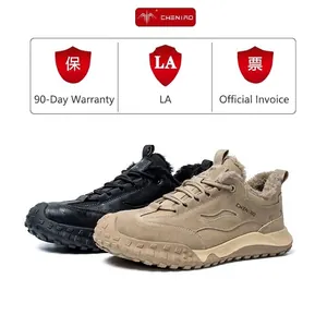 Zapatos de seguridad duraderos para hombre con forro polar cálido en color caqui y negro