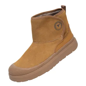Men's professional brown suede safety work boots with durable anti-slip thick rubber soles
