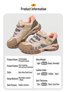 Detailed technical specifications and material info for breathable women's safety work shoes
