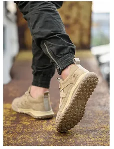 Durable men's steel toe safety work shoes shown in professional action on a construction site