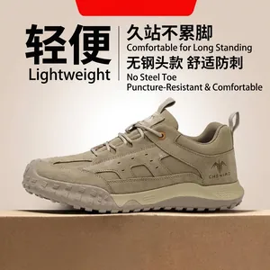 Men Safety Shoes Suede Canvas Puncture Proof Insulated Lightweight Breathable Work Boots Anti Slip Outdoor Footwear