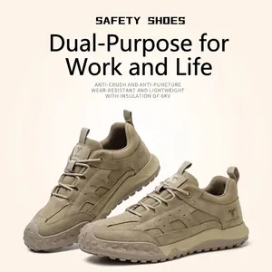 Lightweight khaki safety shoes for men with anti-puncture and 6KV insulation protection