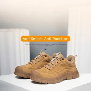 Zapatos de seguridad para hombre con punta de acero, anti-aplastamiento y anti-perforación