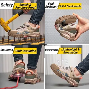Women's breathable safety work shoes featuring anti-smash and 15KV insulation protection
