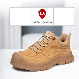 Zapatos de seguridad para hombre con punta de acero y antipinchazos en ante caqui