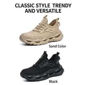 Zapatos de seguridad transpirables con puntera de acero, colores arena y negro