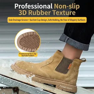 Botas de seguridad tipo Chelsea para hombre con suelas de goma antideslizantes y resistentes al agua