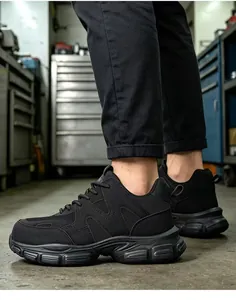 Zapatos de seguridad negros con punta de acero y suela antipinchazos para trabajo