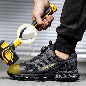 Zapatos de seguridad negros transpirables con puntera de acero y antipinchazos
