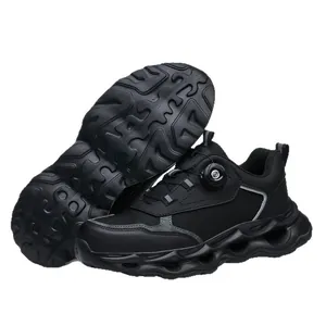 Zapatos de seguridad transpirables para hombre con puntera de acero y hebilla giratoria