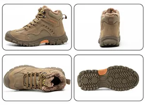 Bottes de sécurité pour hommes avec doublure en peluche chaude et semelles antidérapantes