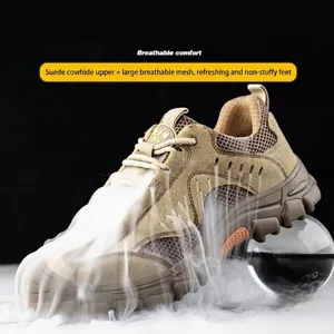 Zapatos de seguridad de ante caqui transpirables con aislamiento de 6KV