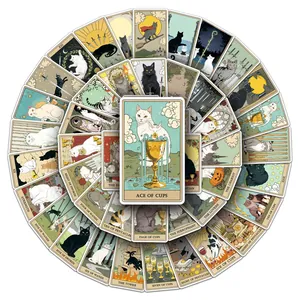 78-piece waterproof cartoon cat tarot stickers for DIY laptop and phone decoration